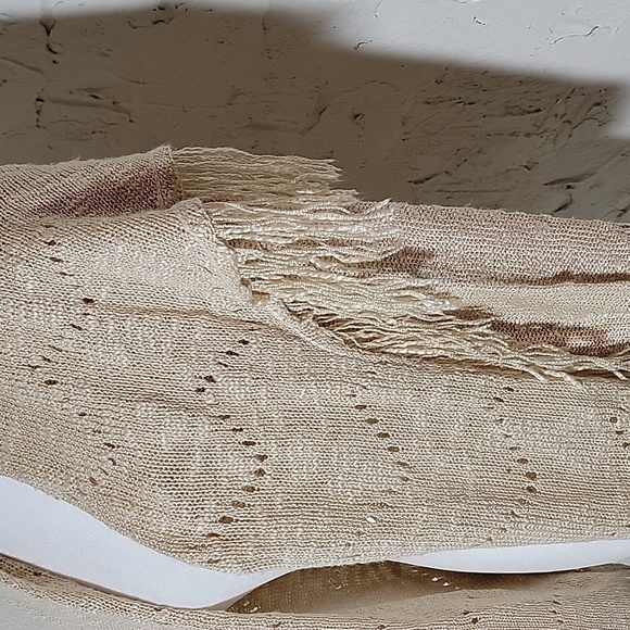 Cupio Open Front Cardigan Sweater Fringe Tassel Longsleeve Lapel Collar Casual M - Picture 9 of 14